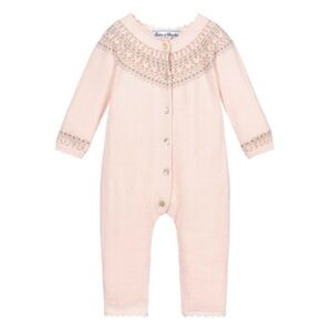 Tartine et Chocolat Light Pink Embroidered Footie